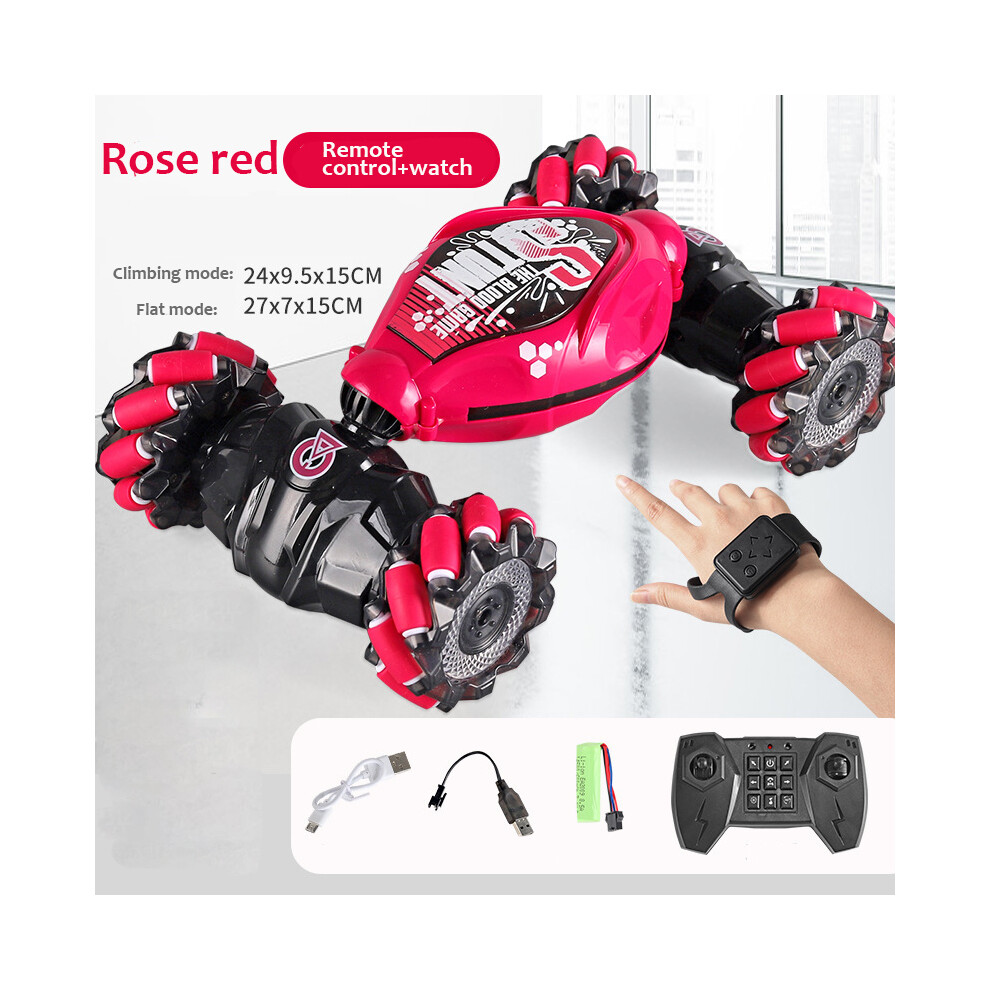 Maxpower () 4Wd 1:16 Stunt Rc Car With Led Gesture Induction Deformation Twist Climbing Radio Controlled Car Red/Light