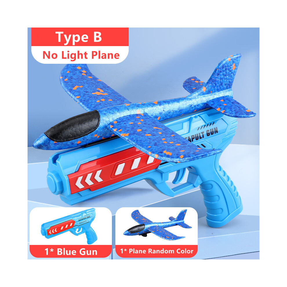 Maxpower (Type A - Gun) Kids Airplane Launcher Toys 13.2'' Led Foam Glider Catapult Gun Plane Toy For Boys Outdoor Flying Toys Blue