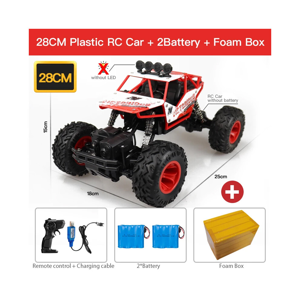 Maxpower (28Cm 1B Plastic) Zwn 1:12 / 1:16 4Wd Rc Car With Led Lights 2.4G Radio Remote Control Cars Buggy Off-Road Control Trucks Red