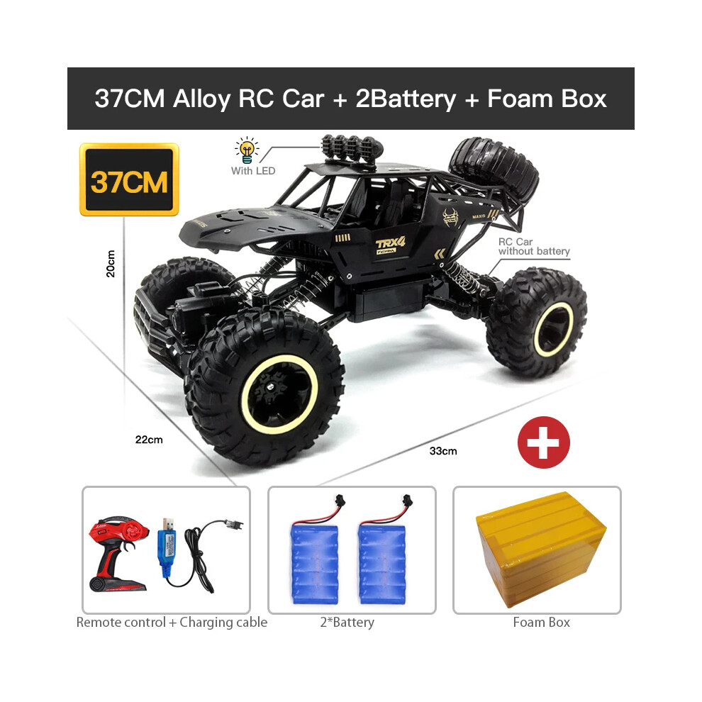 Maxpower (37Cm 2B Alloy) Zwn 1:12 / 1:16 4Wd Rc Car With Led Lights 2.4G Radio Remote Control Cars Buggy Off-Road Control Trucks Black