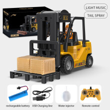 (QH207-1D) 2.4Ghz Remote Control Car Rc Forklift Truck Engineering Vehicles Cranes Liftable Spray Simulated Sound