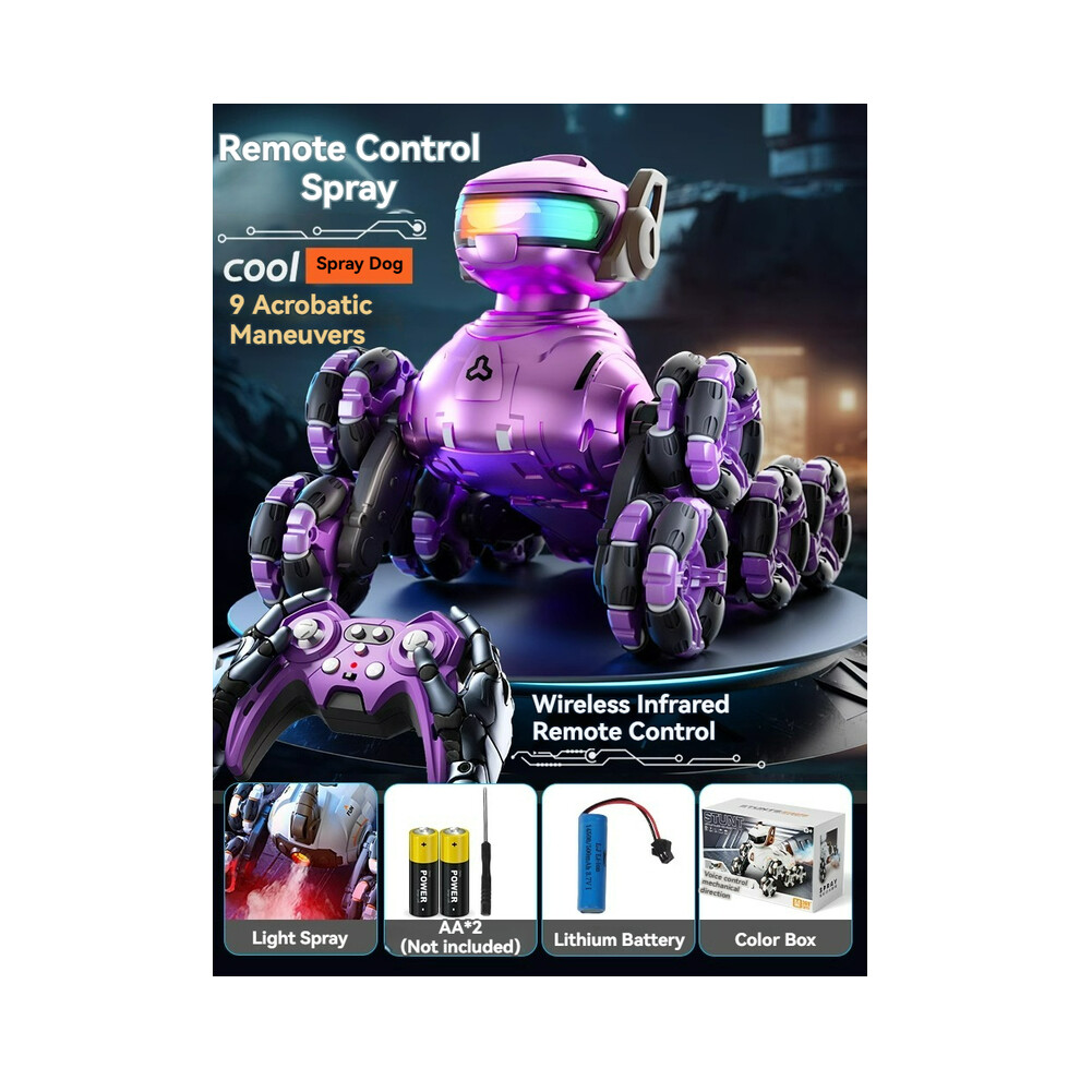 Maxpower (Purple Rc Dog) Rc Battle Bumper Car Toy For Toddler Boy Girl Catapult Robot Karting Toy With Music Light Rc Battle