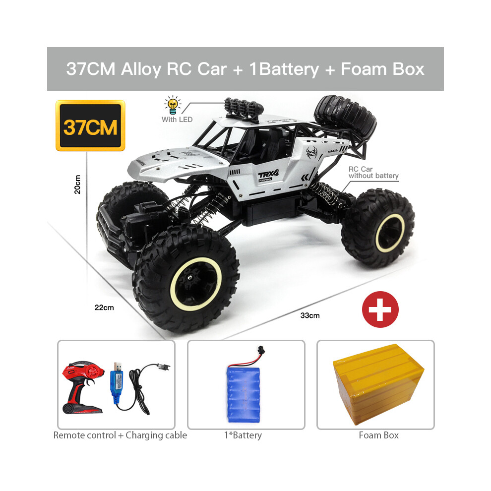 Maxpower (37Cm 1Batty) Zwn 1:12 4Wd Rc Car With Led Lights 2.4G Radio Remote Control Cars Buggy Off-Road Control Monster Trucks Silver