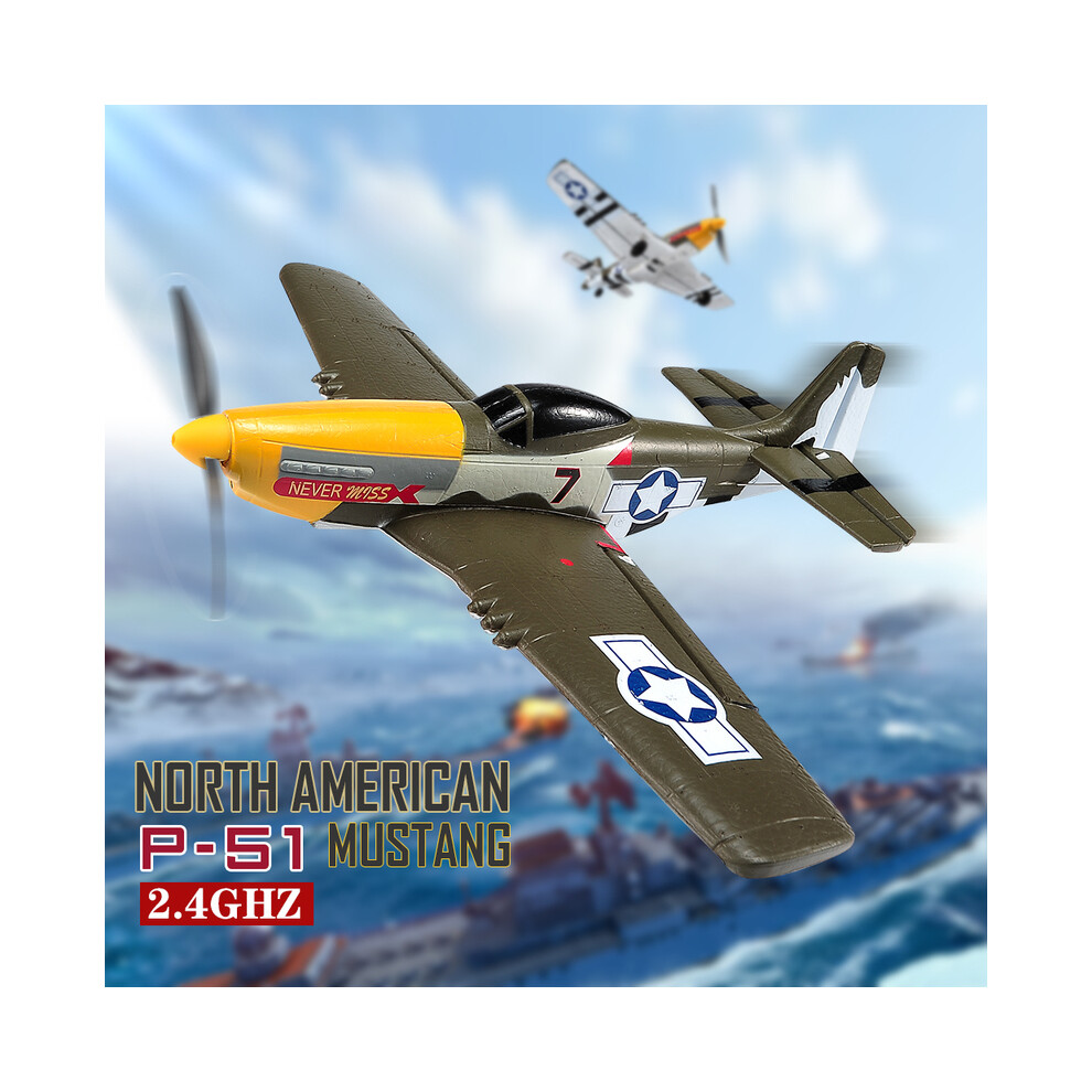 Maxpower (1 Battery) New P51 Mustang Rc Plane 2.4G 4Ch 6 Axis 410Mm Wingspan Foam Fighter One Key Aerobatic Rtf Aircraft