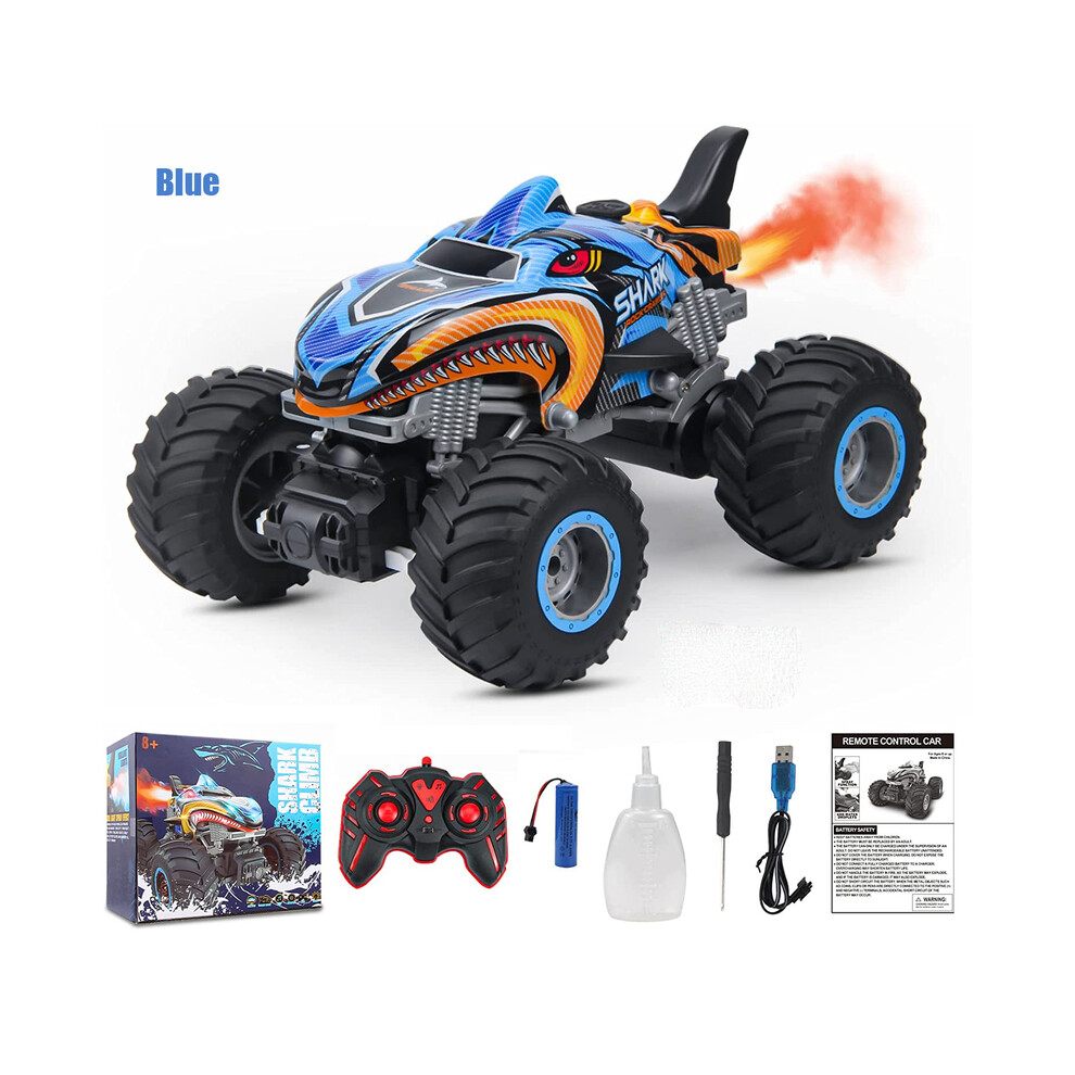 Maxpower () 2.4Ghz Remote Control Cars Monster Shark Rc Car Electric Trucks Stunt Vehicle Sound Spray Toys Blue/Light