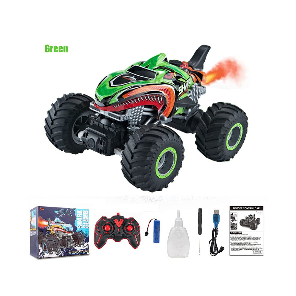 Maxpower () 2.4Ghz Remote Control Cars Monster Shark Rc Car Electric Trucks Stunt Vehicle Sound Spray Toys Green/Light