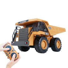 (Plastic yellow) 2.4Ghz 1/20 Remote Control Engineering Dumper Trucks 9CH Construction RC Alloy Vehicle Dump Truck Car