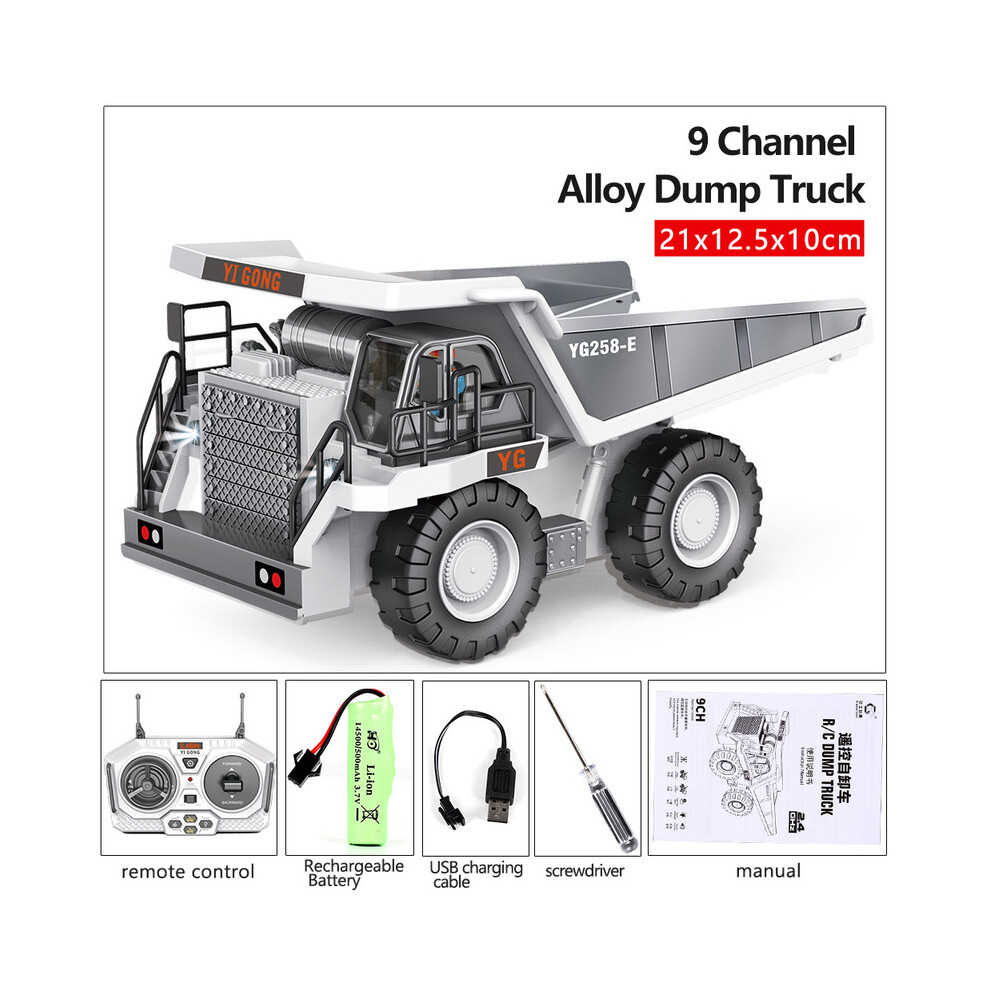 Maxpower (Alloy ) 2.4Ghz 1/20 Remote Control Engineering Dumper Trucks 9Ch Construction Rc Alloy Vehicle Dump Truck Car White