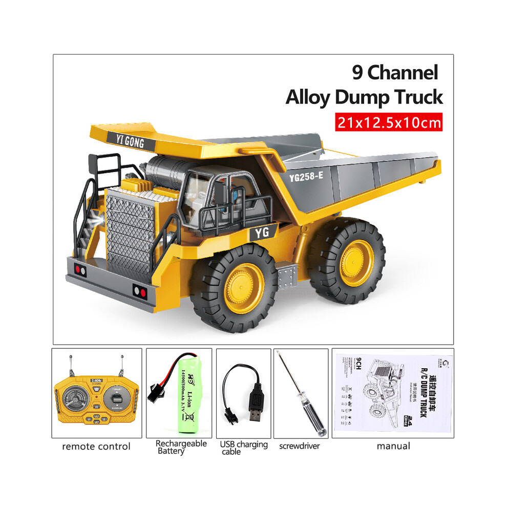 Maxpower (Alloy ) 2.4Ghz 1/20 Remote Control Engineering Dumper Trucks 9Ch Construction Rc Alloy Vehicle Dump Truck Car Yellow