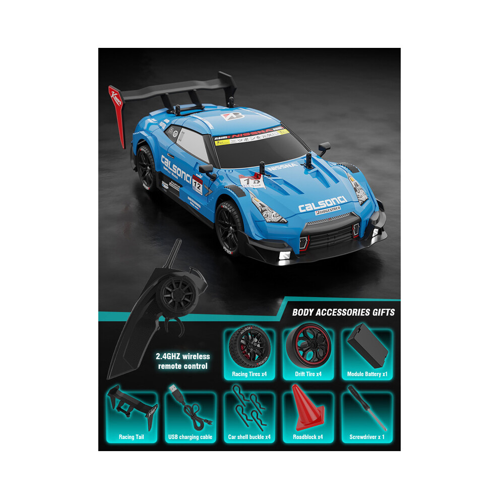 Maxpower (Blue) 1:14 4Wd Rc Drift Car Racing 2.4G Remote Control Car Four-Wheel Drive Remote Control Drift Car Gtr Model Blue