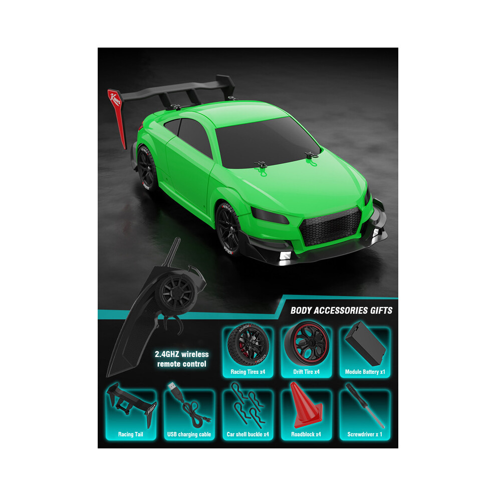 Maxpower (Green) 1:14 4Wd Rc Drift Car Racing 2.4G Remote Control Car Four-Wheel Drive Remote Control Drift Car Gtr Model Green