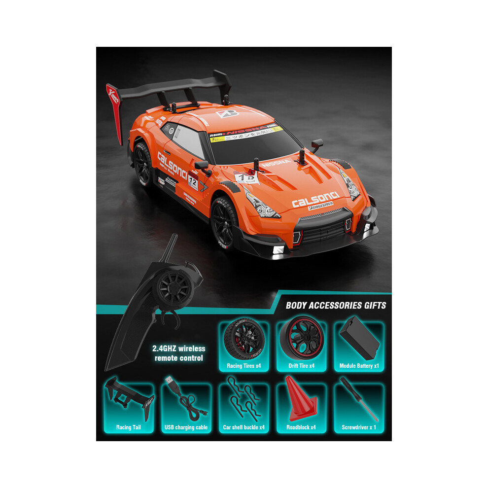 Maxpower (Orange) 1:14 4Wd Rc Drift Car Racing 2.4G Remote Control Car Four-Wheel Drive Remote Control Drift Car Gtr Model Orange