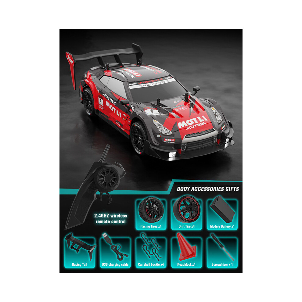 Maxpower (Red) 1:14 4Wd Rc Drift Car Racing 2.4G Remote Control Car Four-Wheel Drive Remote Control Drift Car Gtr Model