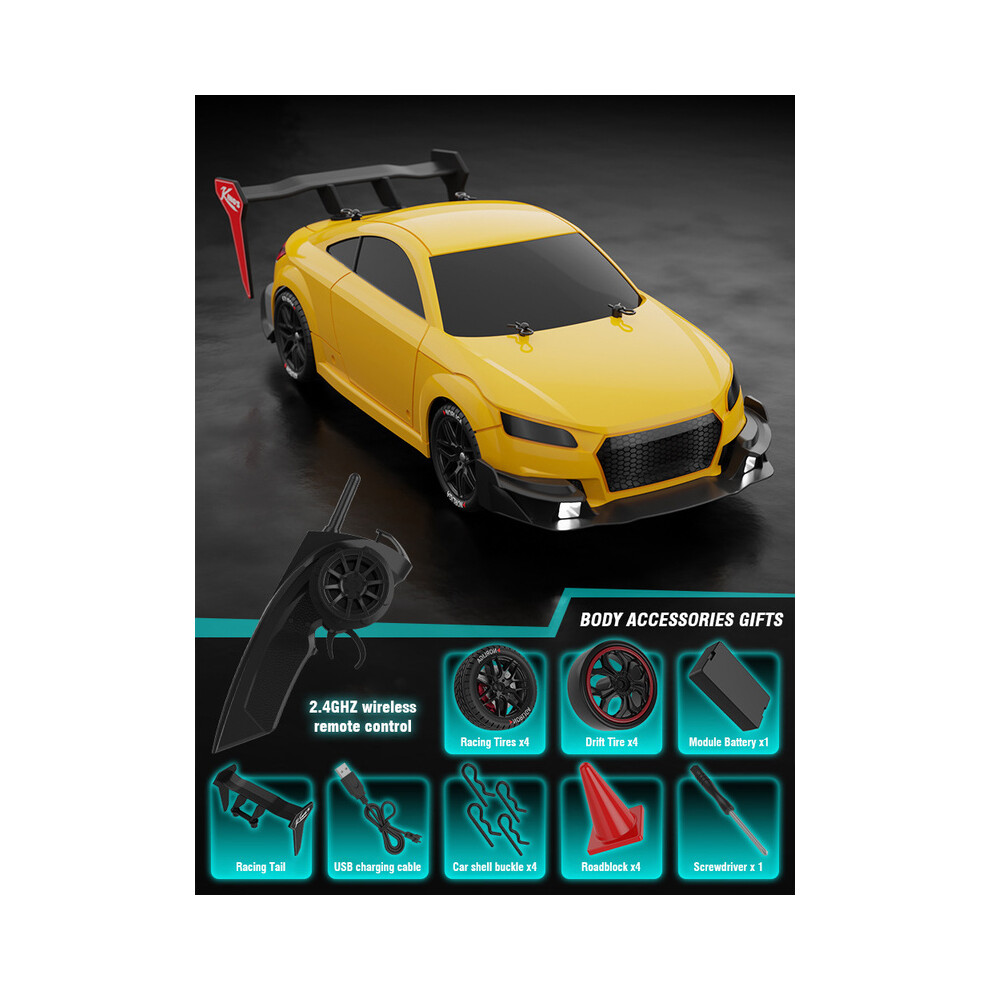 Maxpower (Yellow) 1:14 4Wd Rc Drift Car Racing 2.4G Remote Control Car Four-Wheel Drive Remote Control Drift Car Gtr Model Yellow