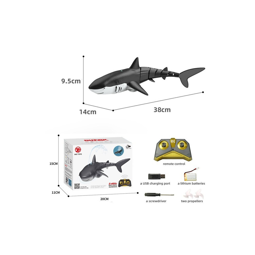 Maxpower (Spray Water ) 2.4G Simulation Remote Control Animals With Lights Submarine Robots Spray Water Rc Shark Toy Electric Grey