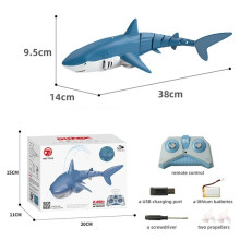 (Spray water blue) 2.4G Simulation Remote Control Animals with Lights Submarine Robots Spray Water Rc Shark Toy Electric