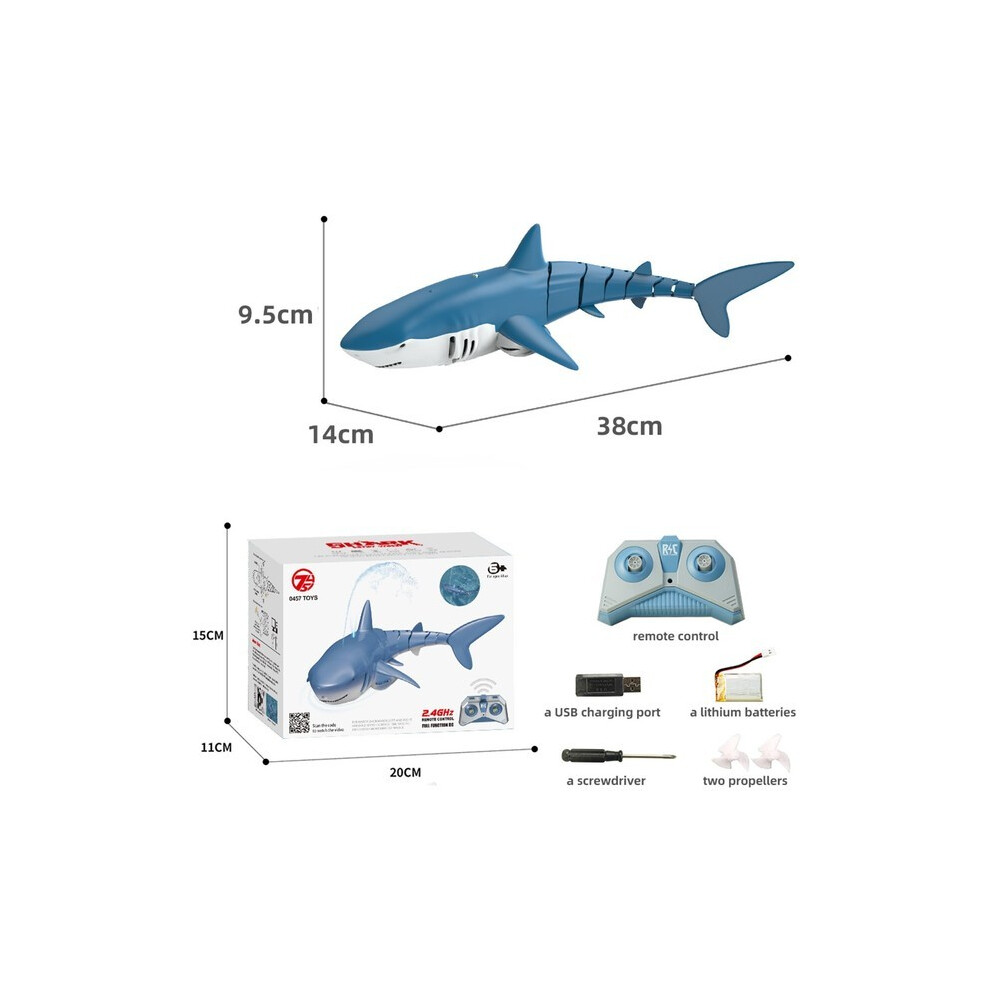 Maxpower (Spray Water ) 2.4G Simulation Remote Control Animals With Lights Submarine Robots Spray Water Rc Shark Toy Electric Blue