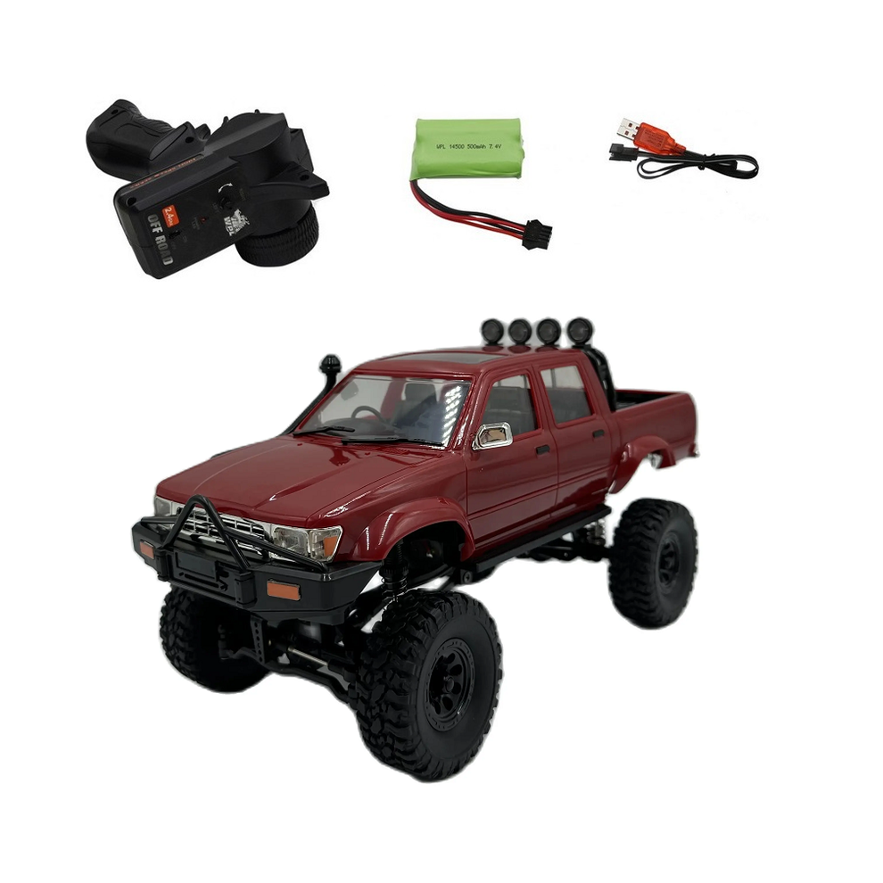 Maxpower (C64-1 ) New Wpl C64-1 Rc Car 1/16 2.4G Full Scale 4Wd Climbing Car Off Road Vehicle C64 Pickup Truck Remote Red
