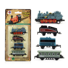 (Little Blue Train) Diecast 1:60 Alloy Toy Car Vehicles Retro Steam Train Pull Back Model Train Kids Toys Set For Boys Gifts