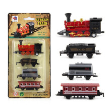 (Little Red Train) Diecast 1:60 Alloy Toy Car Vehicles Retro Steam Train Pull Back Model Train Kids Toys Set For Boys Gifts