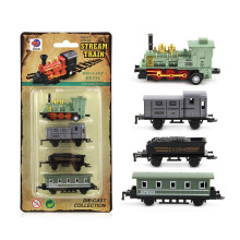 (Little green train) Diecast 1:60 Alloy Toy Car Vehicles Retro Steam Train Pull Back Model Train Kids Toys Set For Boys Gifts
