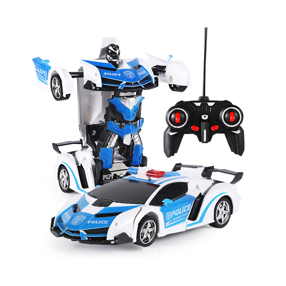 Maxpower ( White) Rc Robots Car 2 In 1 Electric Toys Transformation Remote Control Sports Deformation Car Robots Model Blue/White