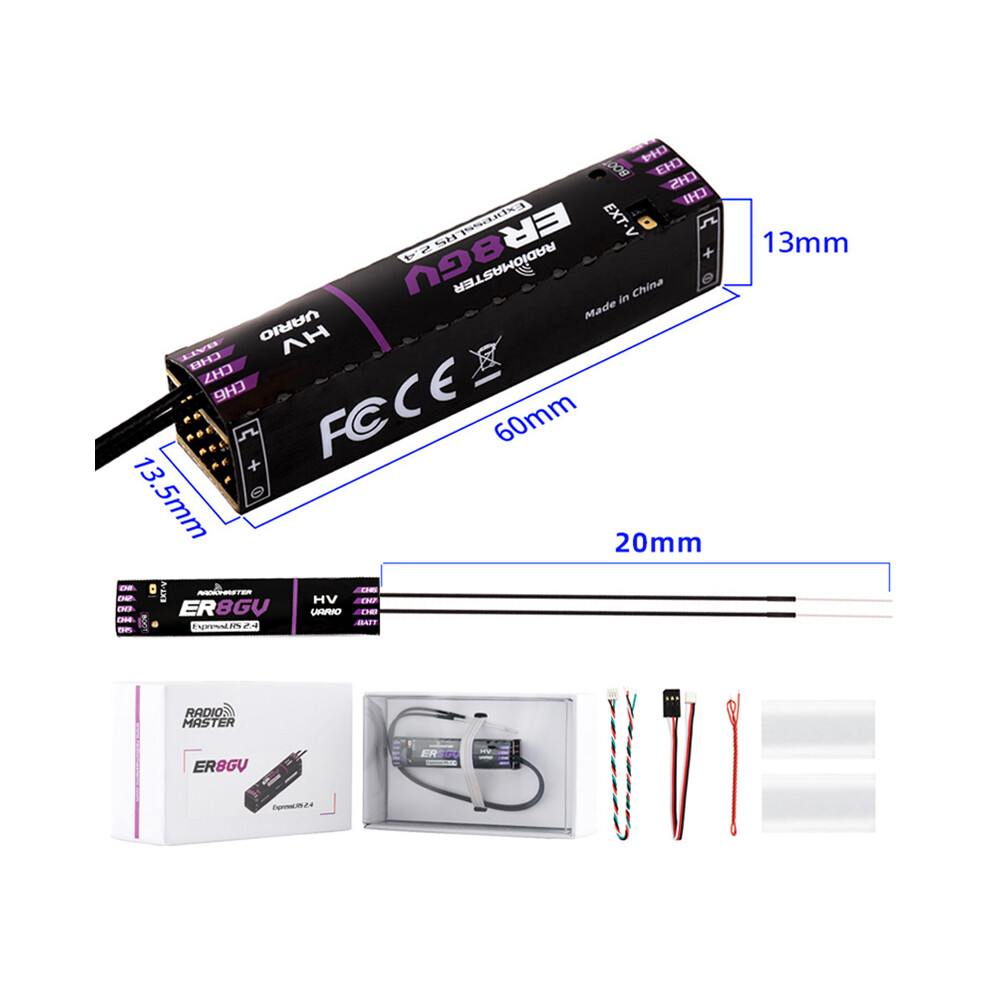 Maxpower (Er8gv) Radiomaster 2.4Ghz Elrs Pwm Receiver V 8Ch Expresslrs Rx For Rc Fixed Wing Aircraft Car