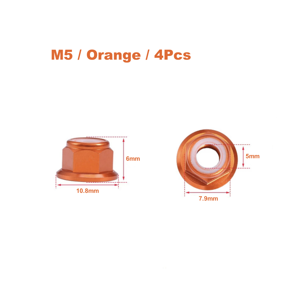 (Chocolate) 4Pcs Aluminium alloy CNC Flange Nylon Lock Nut M4 M5 Multicolor For 1/10 RC Car Truck TRX4 SCX10 Model-image-OPC-PG9CFYD-NEW