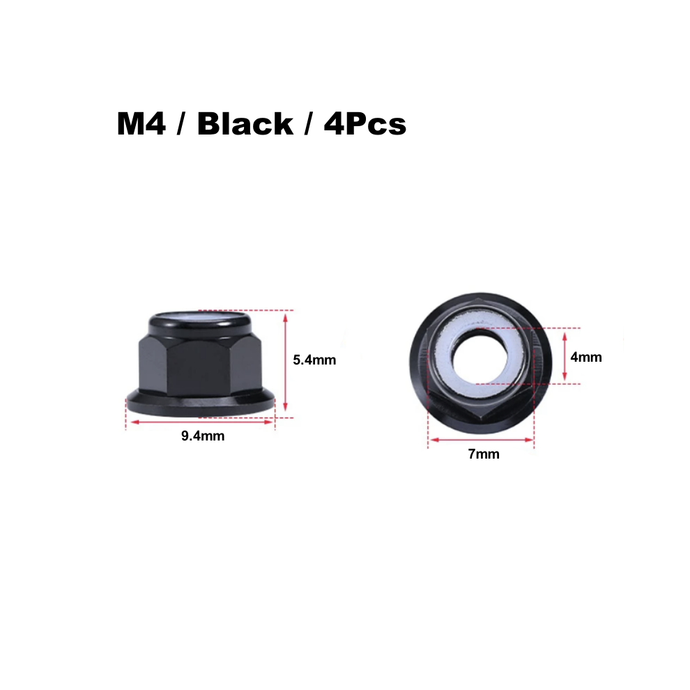 Maxpower (Green) 4Pcs Aluminium Alloy Cnc Flange Nylon Lock Nut M4 M5 Multicolor For 1/10 Rc Car Truck Trx4 Scx10 Model