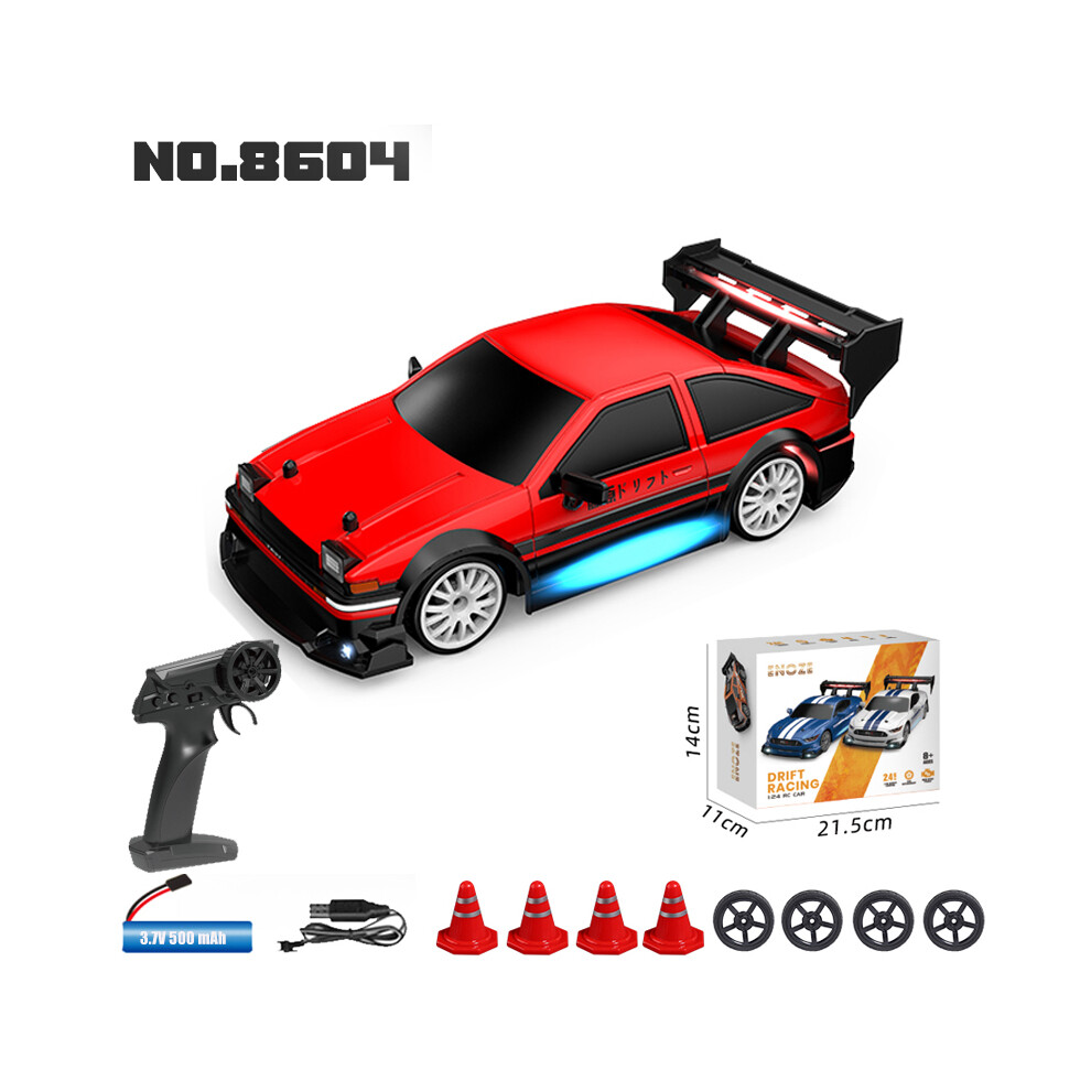 Maxpower (8604 ) Rc Drift Racing Ae86 1/24 4Wd 30Km/H High Speed 2.4G Radio Controlled Car Model Race Toy Boy Red/Light