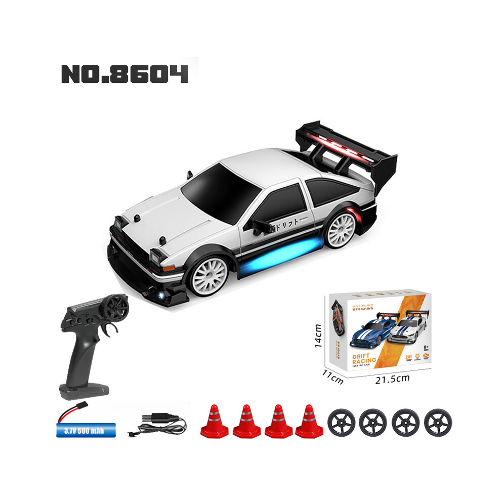 Maxpower (8604 ) Rc Drift Racing Ae86 1/24 4Wd 30Km/H High Speed 2.4G Radio Controlled Car Model Race Toy Boy White/Light