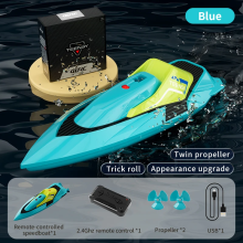 (S5-Blue) S5 2.4G RC Boat Waterproof Dual Motor High Speed Racing Speedboat Model Electric Radio Control Outdoor