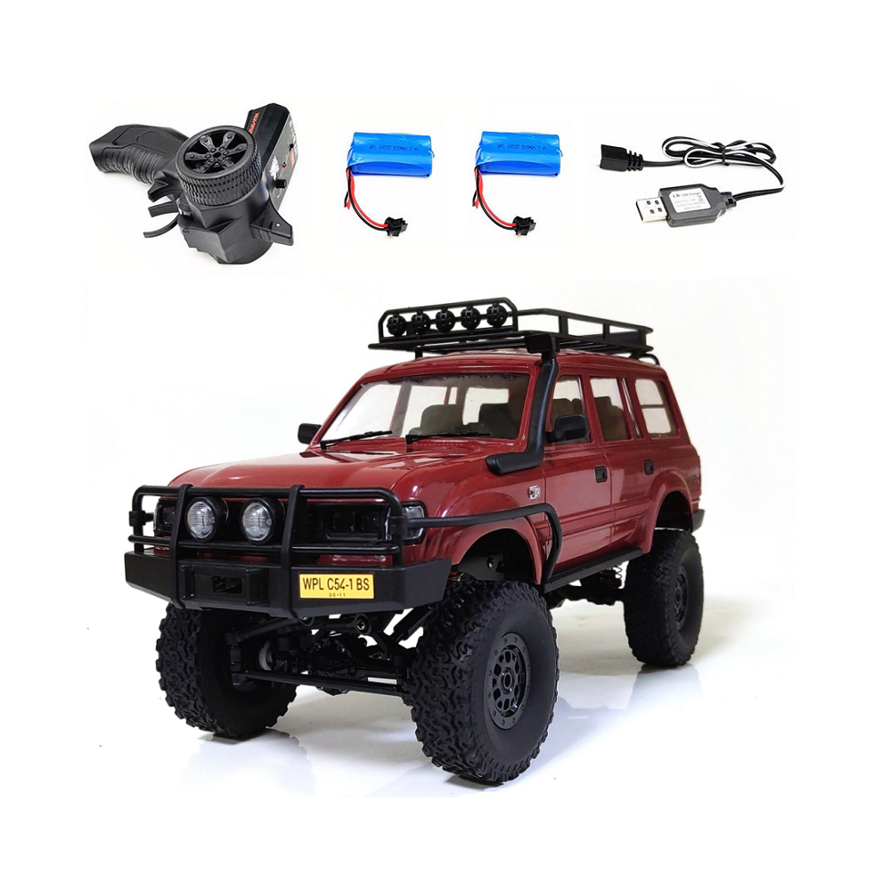 Maxpower (C54-1 2B) Wpl C54-1 4Wd 2.4G Off-Road Car Lc80 Remote Control Car Rc Crawler Buggy Moving Machine Kids Battery Red