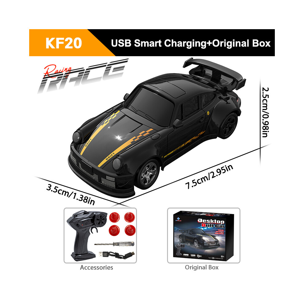 Maxpower (Kf20 Ob) Zwn 2.4G Rc Simulation Mini Drift Car Palm Racing Model Desktop Toys 1/64 Scale 4Wd Remote Control Car Black