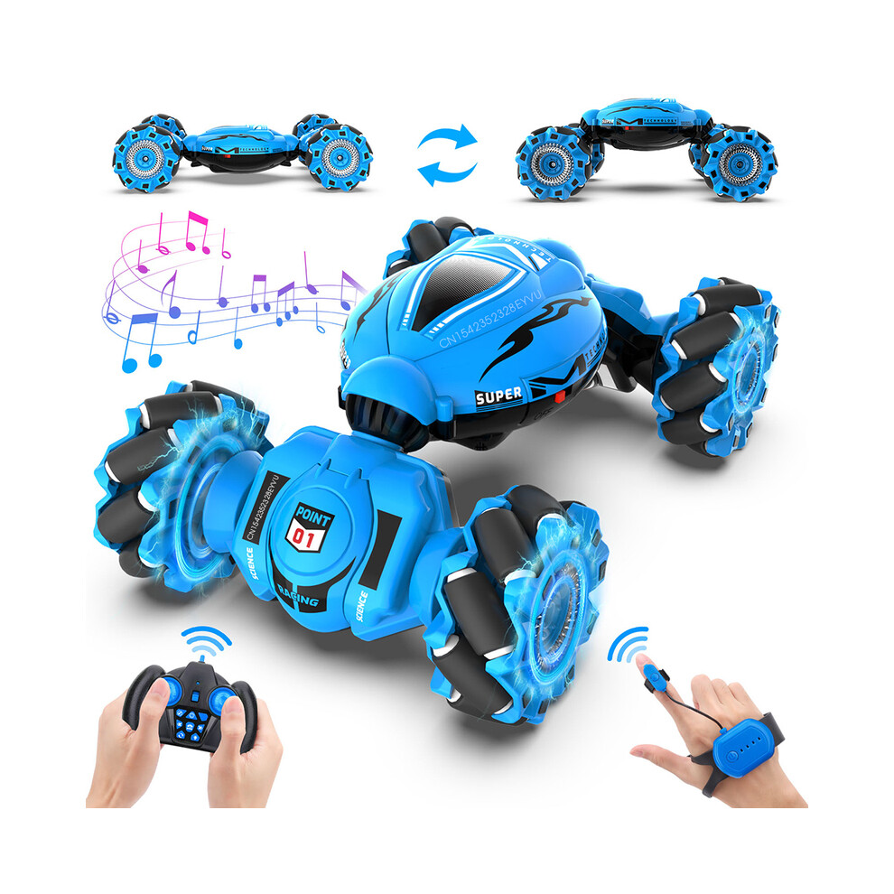 Maxpower (Deep ) 4Wd Remote Control Car Rc Stunt Car Watch Gesture Sensing Drift Twisting Car For Kids Toy Car With Music Blue