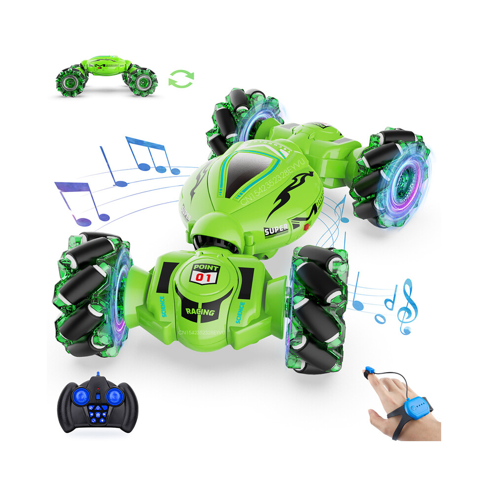 Maxpower (Green) 4Wd Remote Control Car Rc Stunt Car Watch Gesture Sensing Drift Twisting Car For Kids Toy Car With Music Green