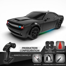 (FQD10-black) THE LINK RC FQD10 1/20 Challenger Remote Control Car Fully Proportional 4WD Gyroscope Drift Car Racing