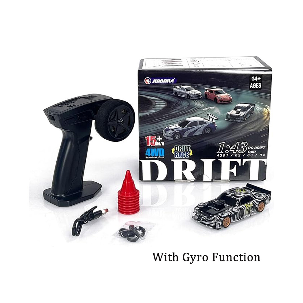Maxpower (4301 Blackwhitea) 2.4G 15Km/H Rc Drift Car Toys 1/43 High-Speed Remote Control Upgraded Gyro Mini Model Vehicle Electric