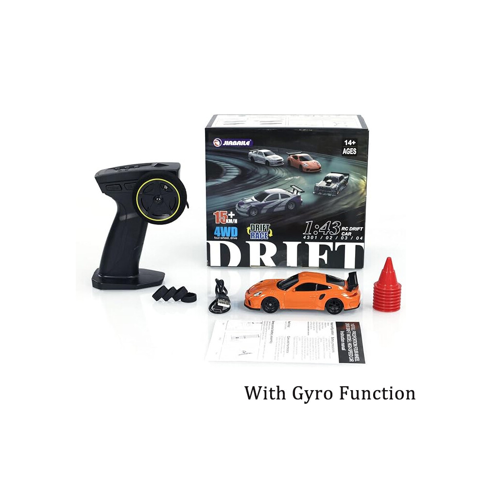 Maxpower (4303 Orange A) 2.4G 15Km/H Rc Drift Car Toys 1/43 High-Speed Remote Control Upgraded Gyro Mini Model Vehicle Electric