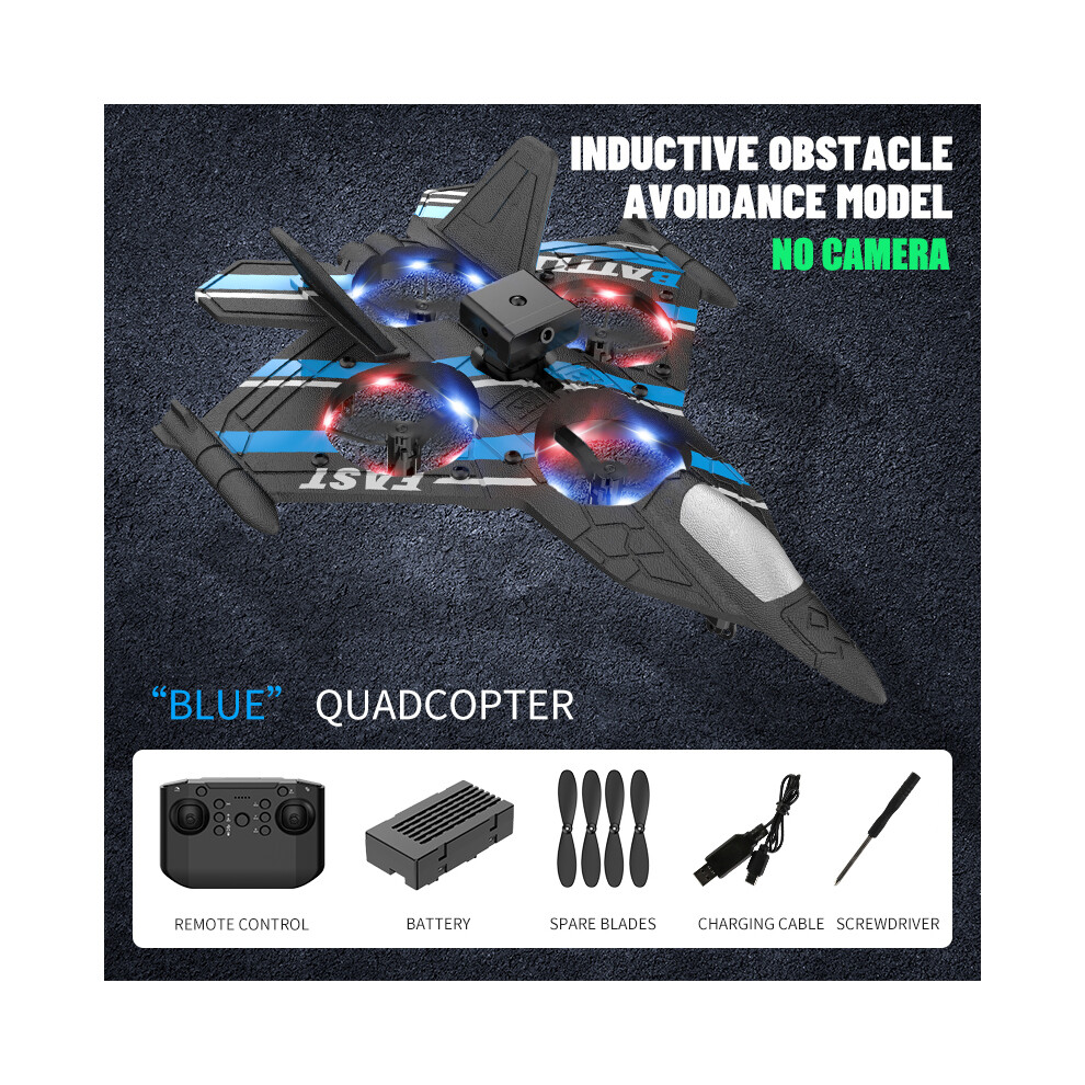 Maxpower ( Ob Mode) Rc Plane With Camera Helicopter Remote Control Aircraft Obstacle Avoidance Fighter 2.4G Airplane Epp Blue
