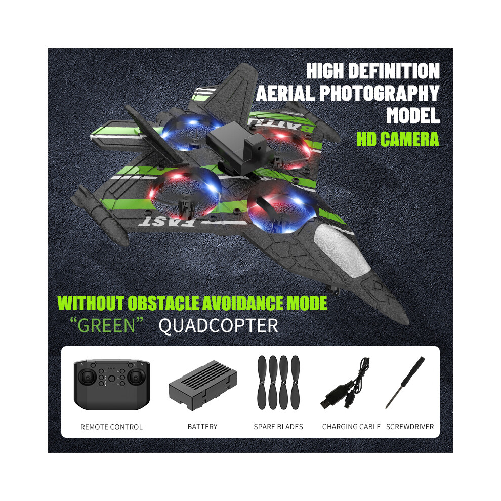 Maxpower ( With Camera) Rc Plane With Camera Helicopter Remote Control Aircraft Obstacle Avoidance Fighter 2.4G Airplane Epp Green