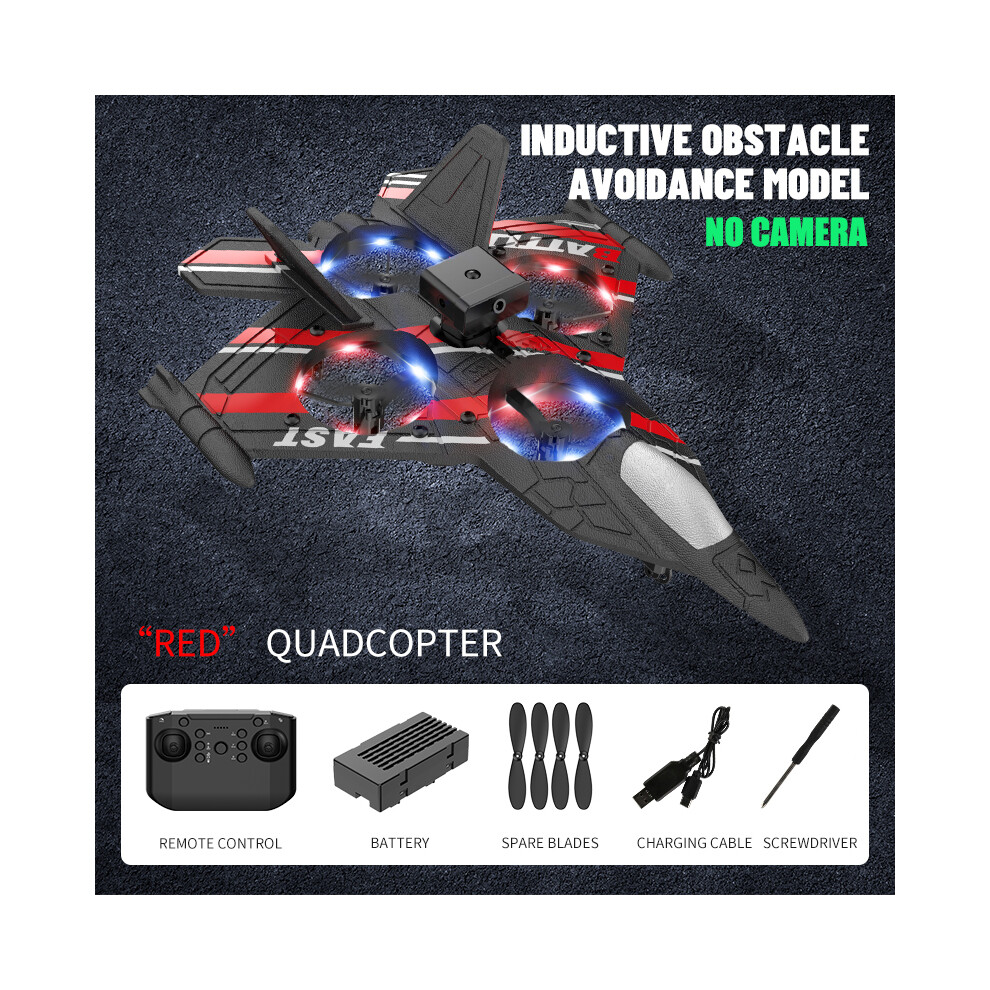 Maxpower ( Ob Mode) Rc Plane With Camera Helicopter Remote Control Aircraft Obstacle Avoidance Fighter 2.4G Airplane Epp Red