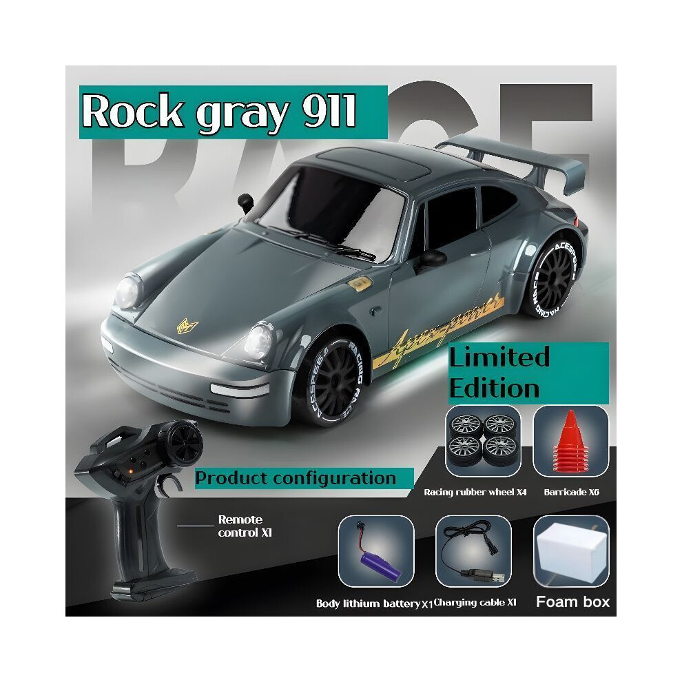 Maxpower (Rock -1Battery) Rc Drift Gt 911 Remote Control Car, A Remote Control Drift Racing Car With Four-Wheel Drive, A Children's Gray
