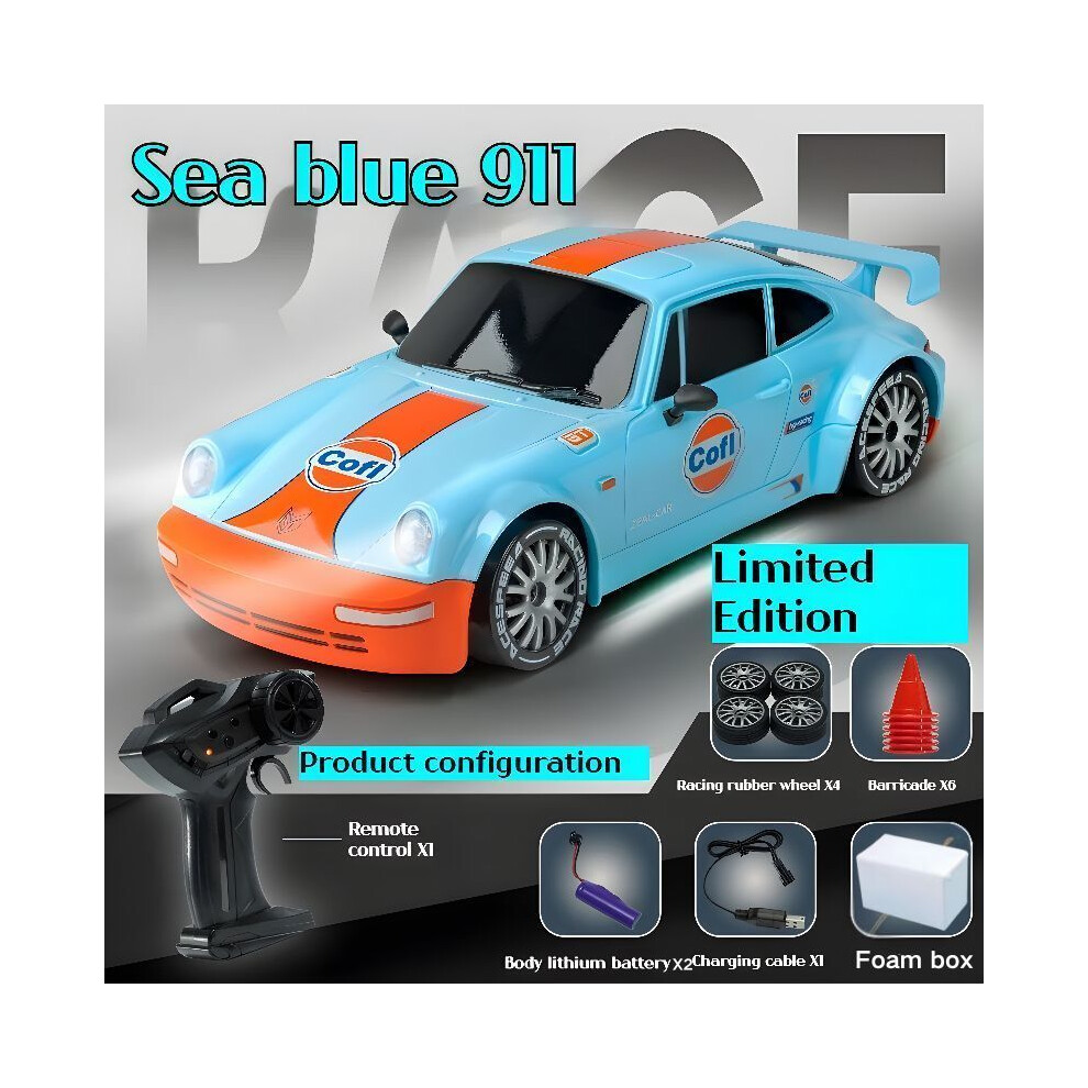 Maxpower (Sea -2Battery) Rc Drift Gt 911 Remote Control Car, A Remote Control Drift Racing Car With Four-Wheel Drive, A Children's Blue