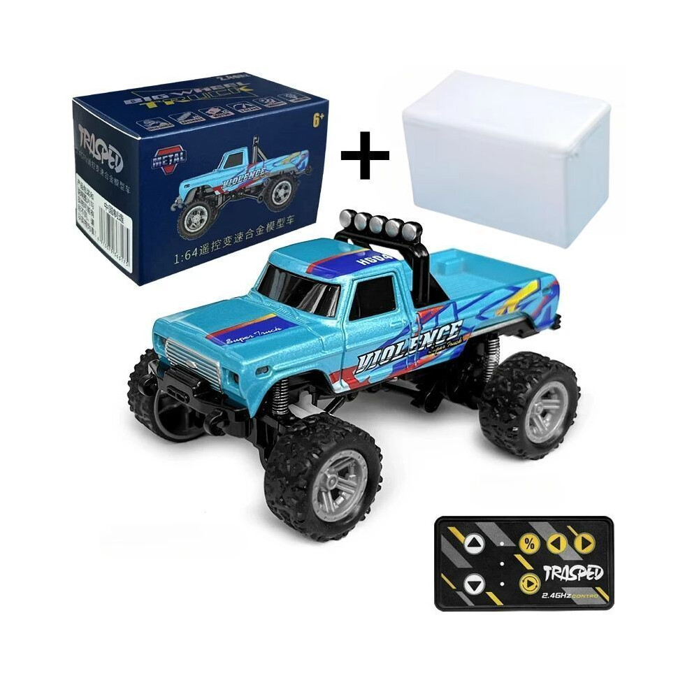 Maxpower (Blue) Rc Off-Road Monster Truck 1/64 Remote Control Mini Climbing Car, Alloy Material, 2.4G Remote Control