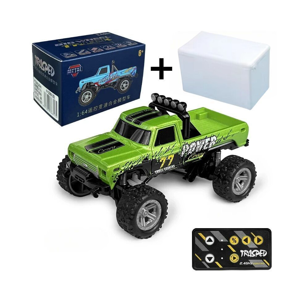 Maxpower (Green) Rc Off-Road Monster Truck 1/64 Remote Control Mini Climbing Car, Alloy Material, 2.4G Remote Control