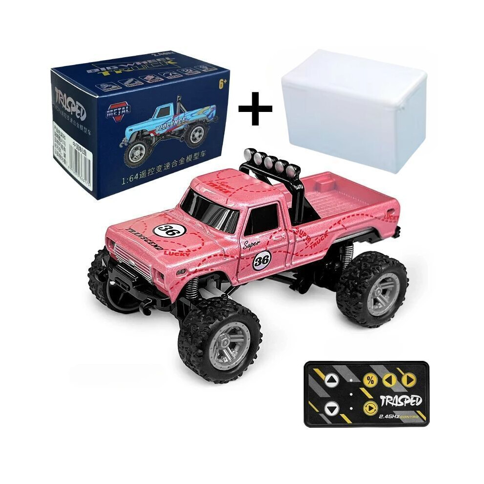 Maxpower (Pink) Rc Off-Road Monster Truck 1/64 Remote Control Mini Climbing Car, Alloy Material, 2.4G Remote Control