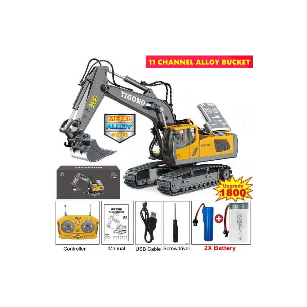 Maxpower (Excavator 2Battery) 4Wd Remote Control Excavator Toy Radio Controlled Rc Dump Truck Vehicle Crawler Bulldozer Construction