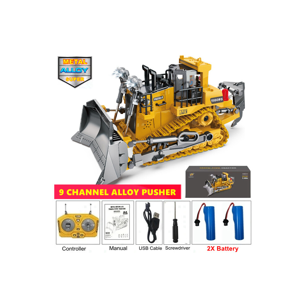 Maxpower (Bulldozer 2Battery) 4Wd Remote Control Excavator Toy Radio Controlled Rc Dump Truck Vehicle Crawler Bulldozer Construction