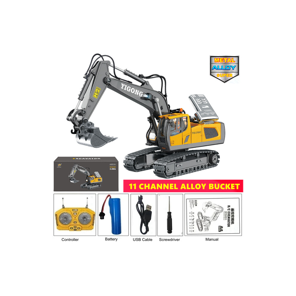 Maxpower (Excavator 1Battery) 4Wd Remote Control Excavator Toy Radio Controlled Rc Dump Truck Vehicle Crawler Bulldozer Construction